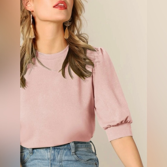 NWT Mock Neck Puff Sleeve Top - Picture 5 of 5